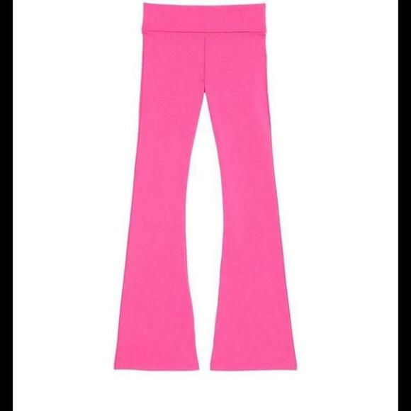 Y2K Victoria’s Secret PINK VS Bling Cotton Foldover Flare Leggings - Picture 1 of 4